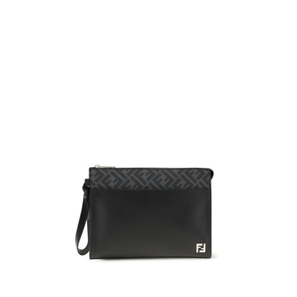 Pochette en cuir et toile Fendi FF