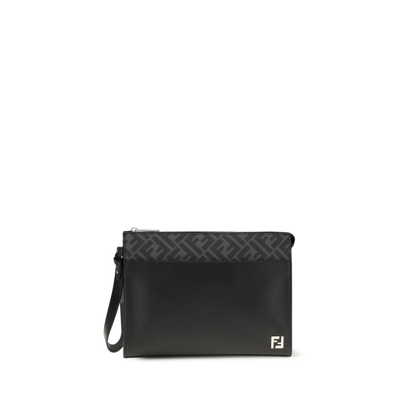 Pochette en cuir et toile Fendi FF