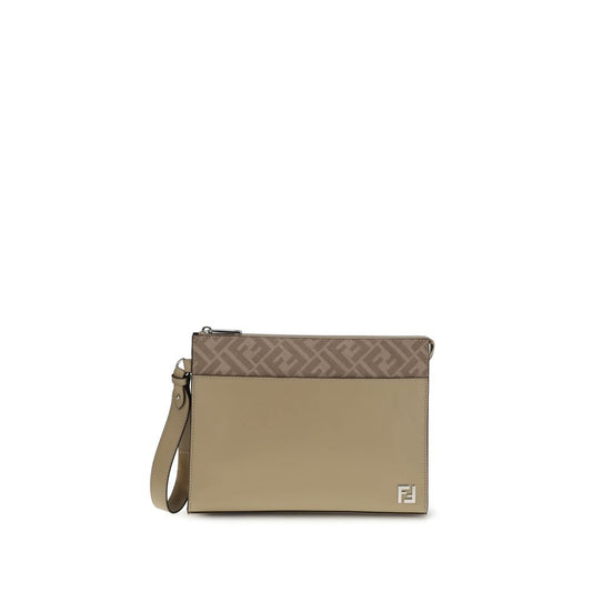 Fendi Clutch van leer en FF-canvas