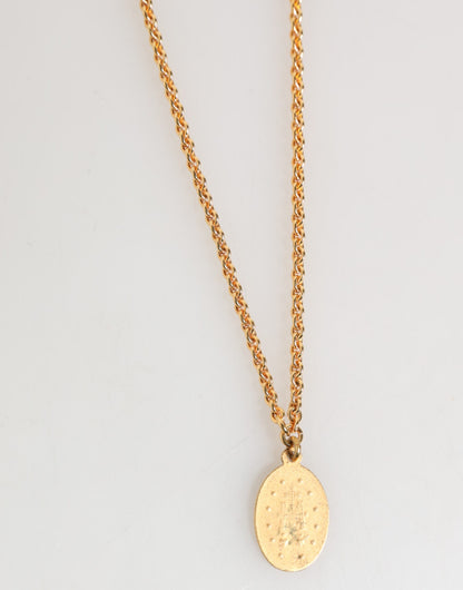 Pendentif collier homme Dolce &amp; Gabbana, médaille dorée sur chaîne en métal.