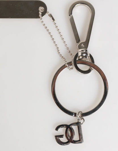 Porte-clés Dolce & Gabbana avec logo DG argenté, breloque pour sac.