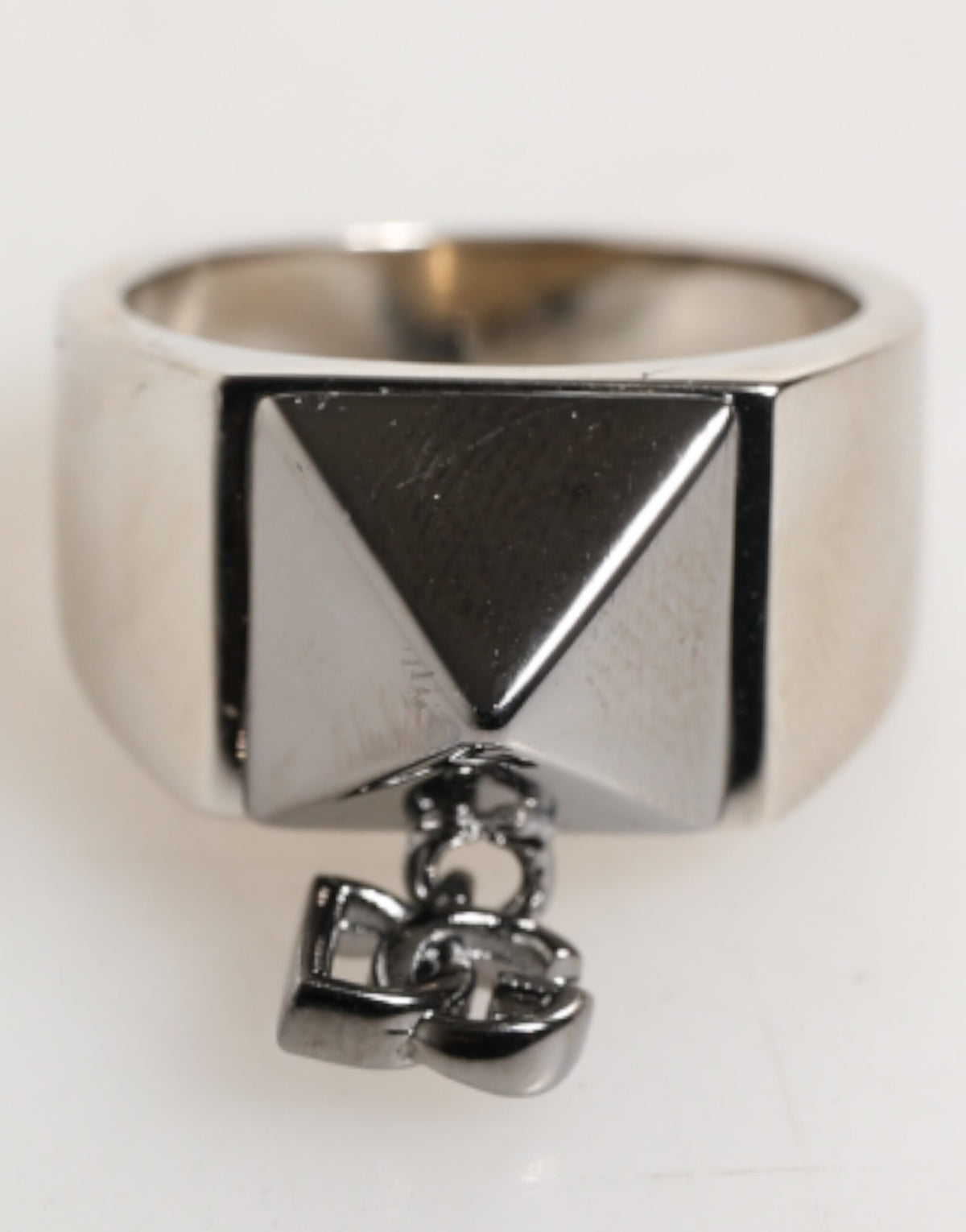 Bague en laiton véritable avec logo DG pyramidal argenté de Dolce & Gabbana