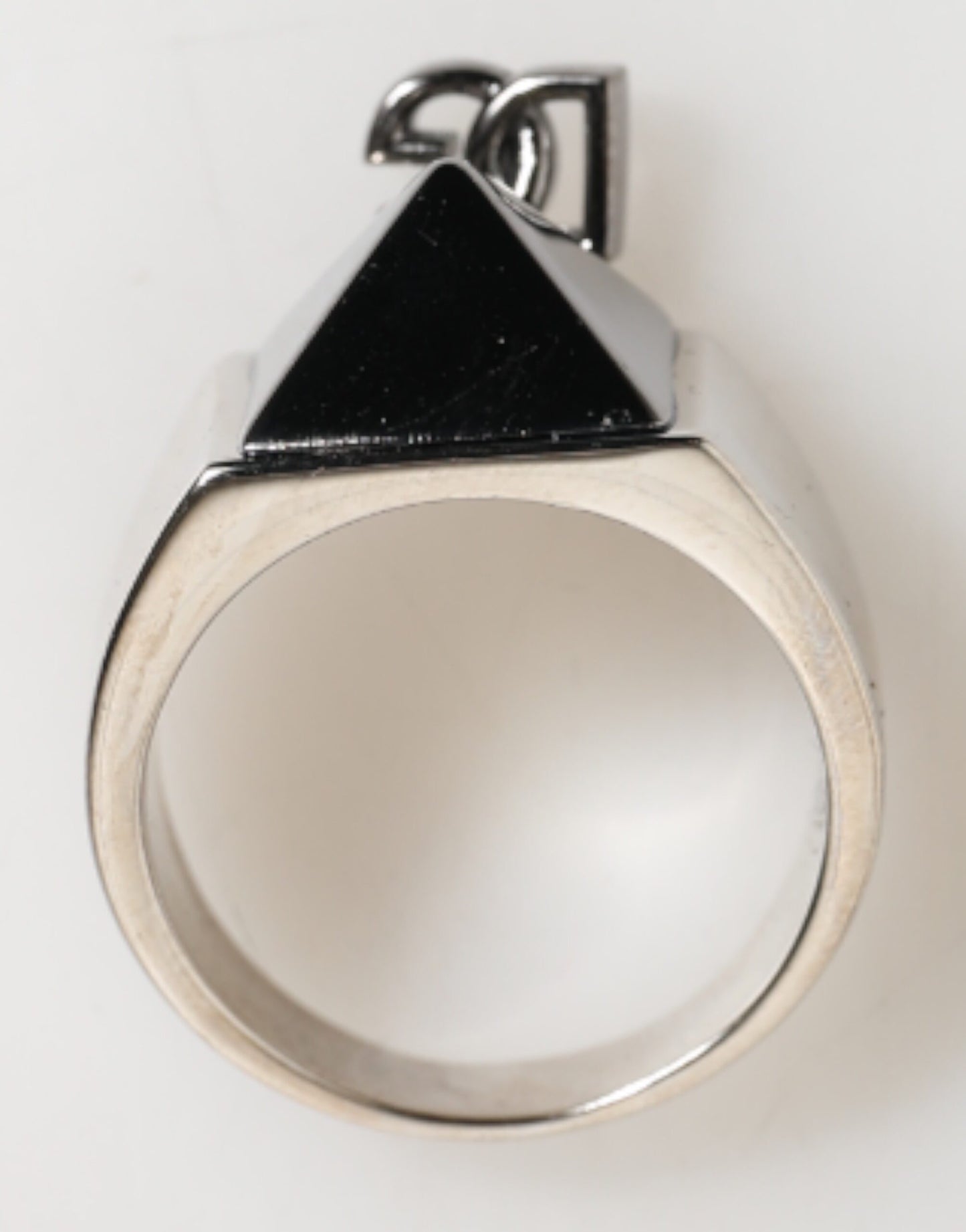 Bague en laiton véritable avec logo DG pyramidal argenté de Dolce & Gabbana