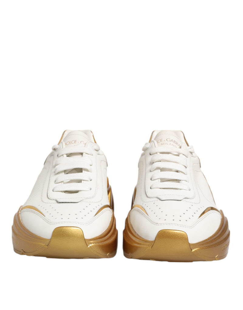 Dolce & Gabbana DAYMASTER Sneakers en Cuir Blanc et Or pour Femme