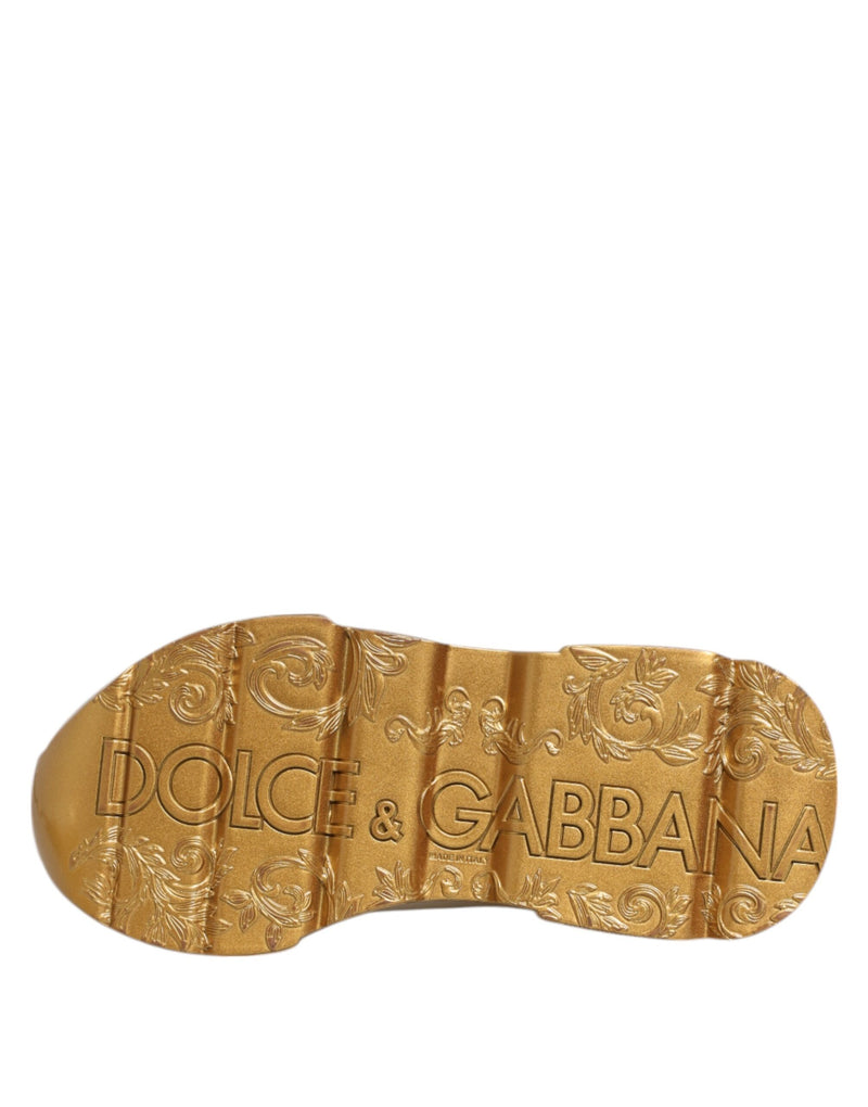 Dolce & Gabbana DAYMASTER Sneakers en Cuir Blanc et Or pour Femme