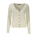 Guess Jeans Women's White Viscose Sweater with Rhinestone Details