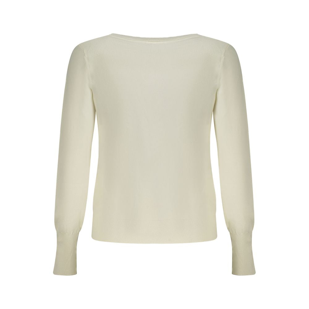 Guess Jeans Women's White Viscose Sweater with Rhinestone Details