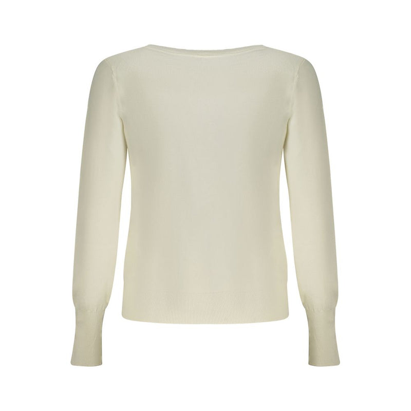 Guess Jeans Women's White Viscose Sweater with Rhinestone Details