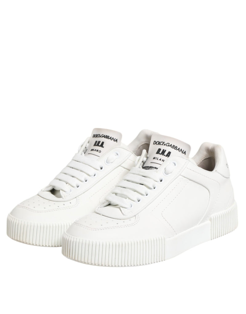 Dolce & Gabbana White Miami Leather Low Top Sneakers