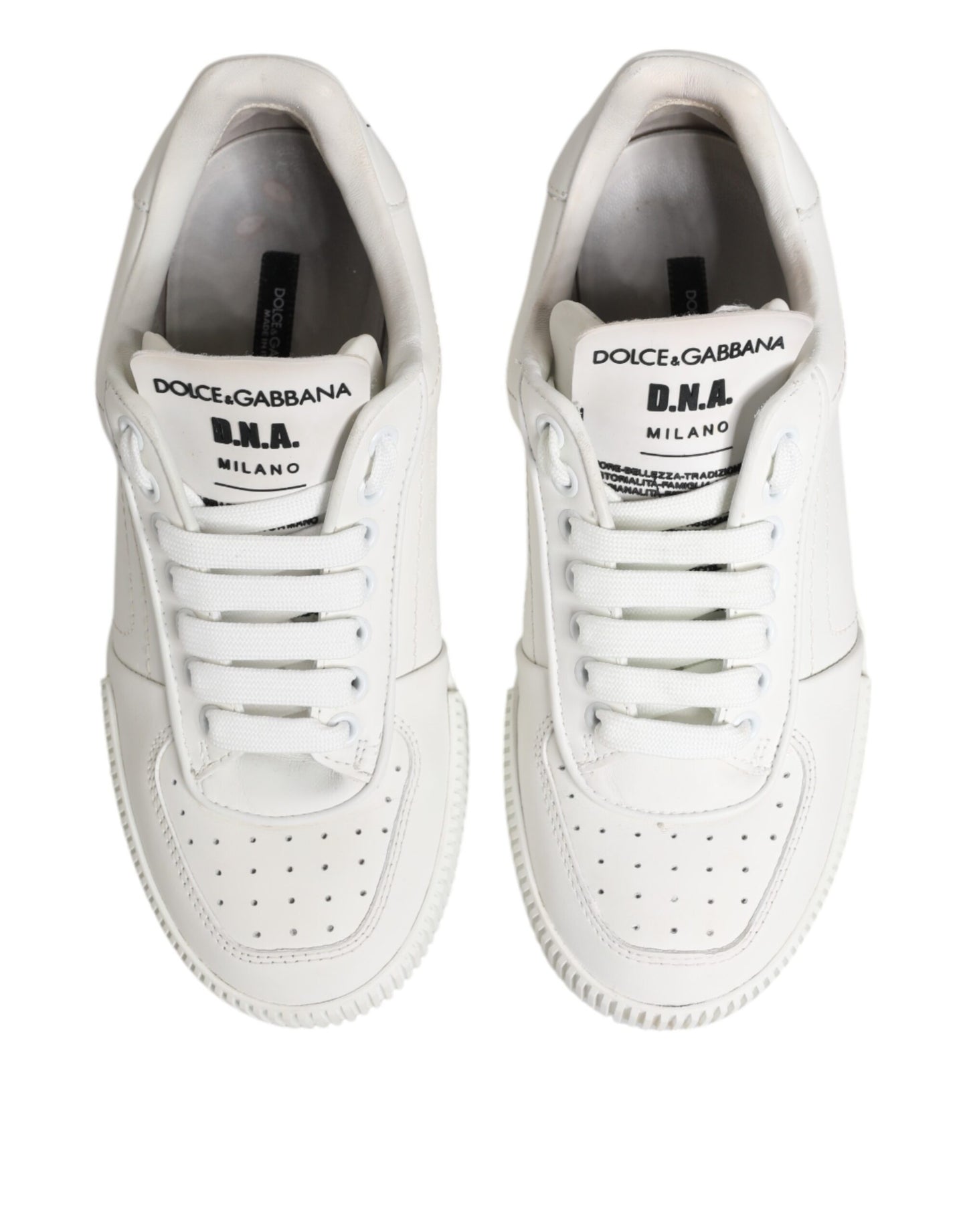 Dolce & Gabbana White Miami Leather Low Top Sneakers Shoes