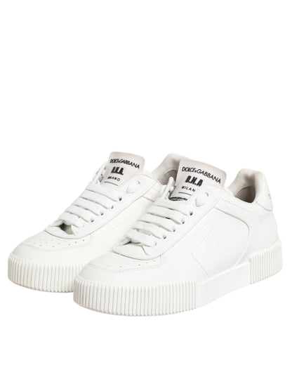 Dolce & Gabbana White Miami Leather Low Top Sneakers Shoes