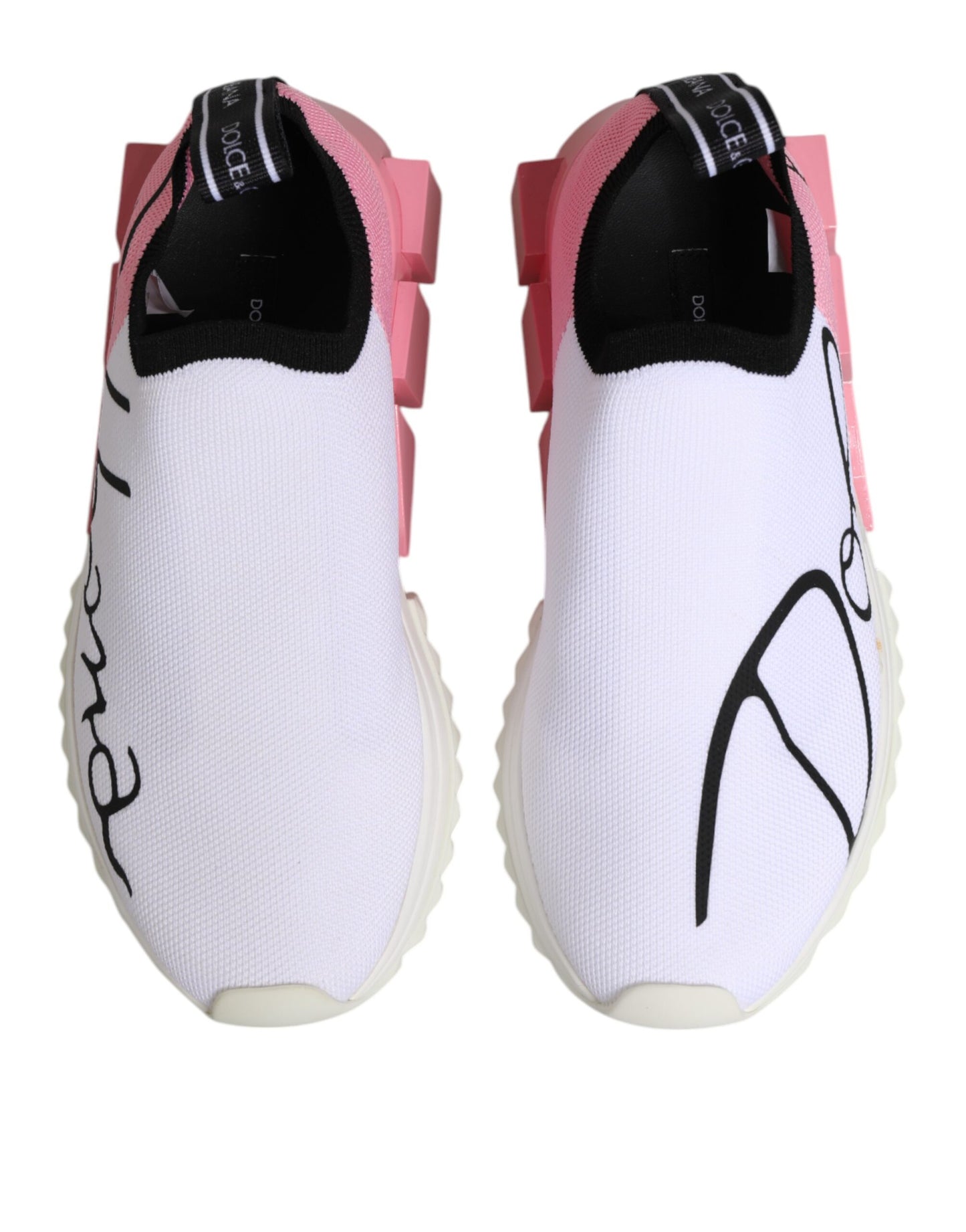 Dolce &amp; Gabbana Witte Roze Lage Sorrento Sneakers Schoenen