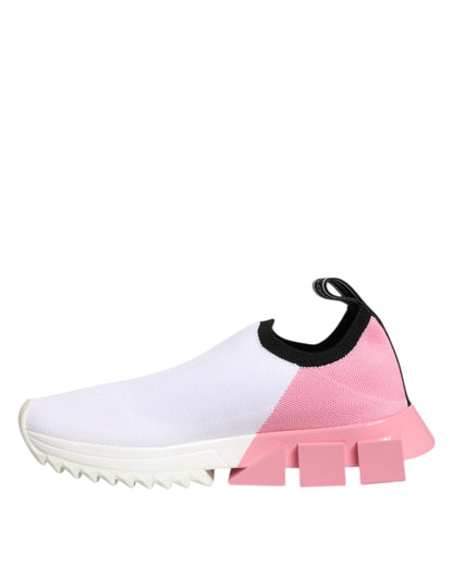 Dolce &amp; Gabbana Witte Roze Lage Sorrento Sneakers Schoenen