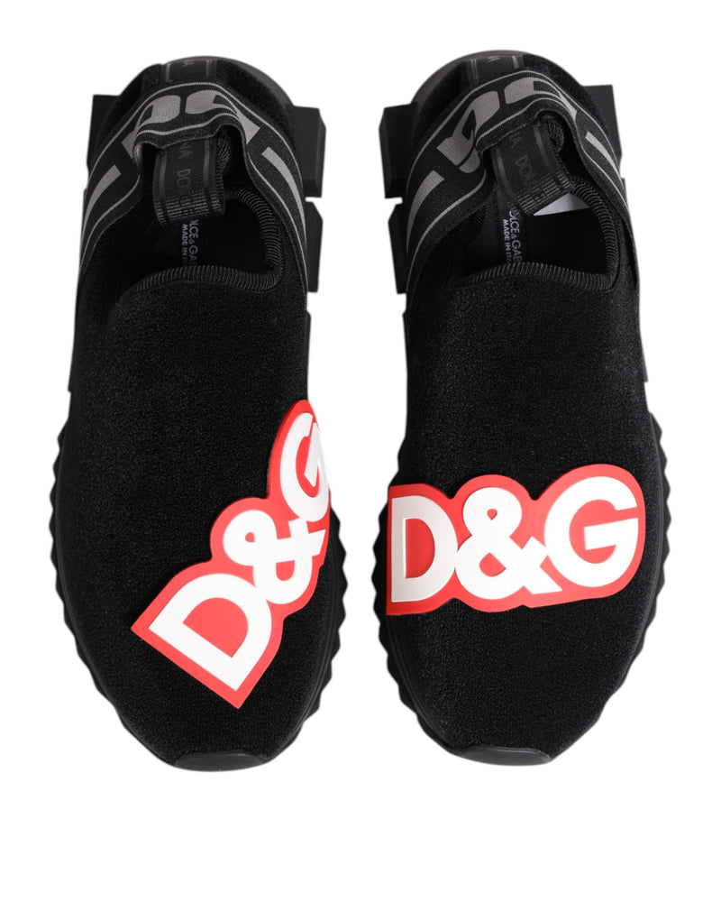 Dolce & Gabbana Black Grey Slip On Sorrento Sneakers