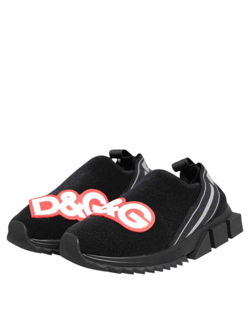 Dolce & Gabbana Black Grey Slip On Sorrento Sneakers