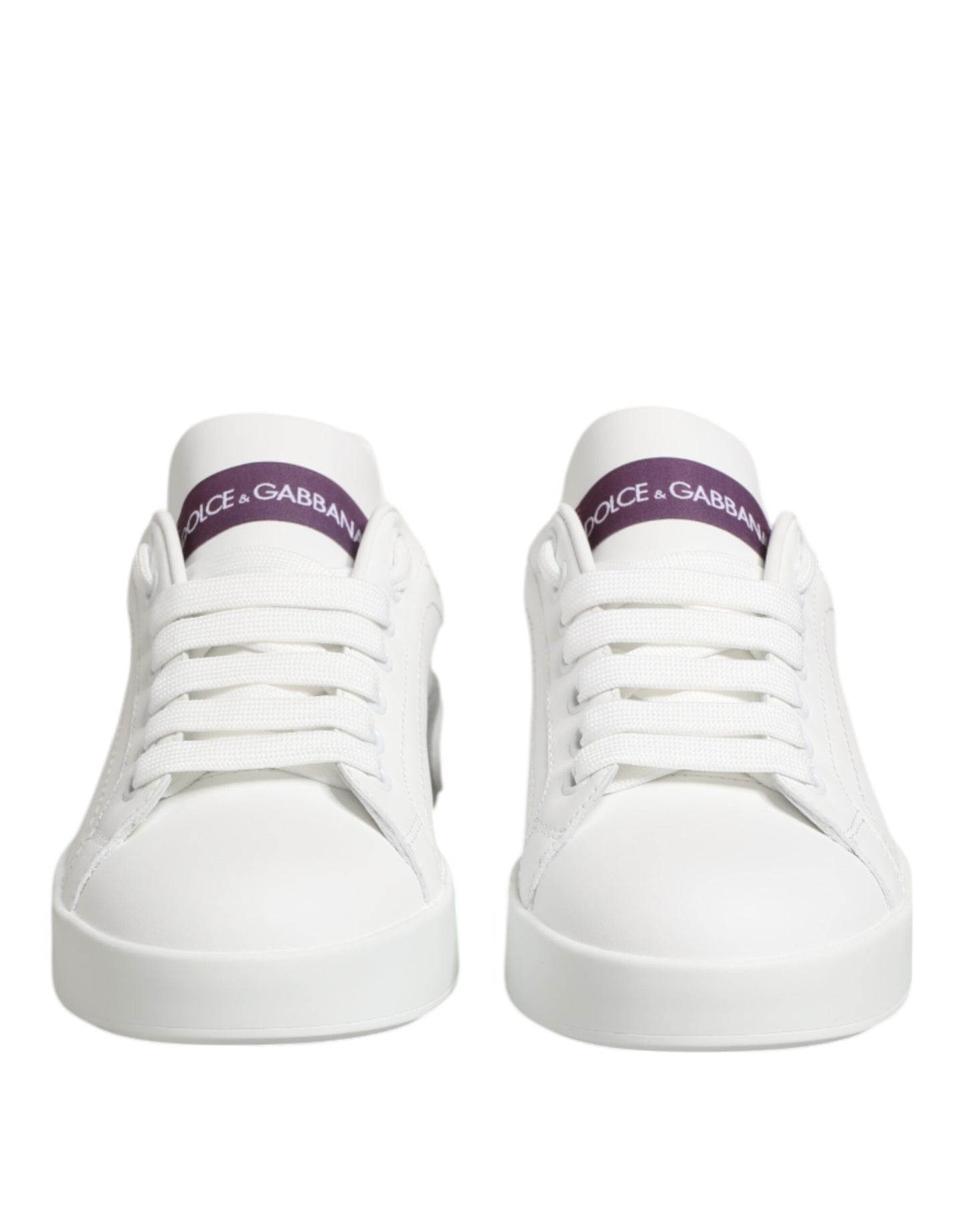 Sneakers basses en cuir blanc et violet Dolce &amp; Gabbana