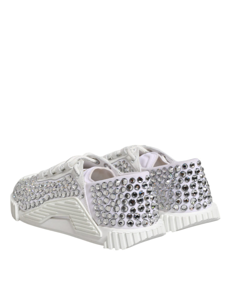 Dolce & Gabbana White NS1 Canvas Leather Embellished Sneakers