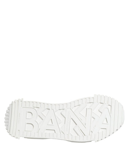 Sneakers en toile et cuir blanc NS1 ornées de strass Dolce & Gabbana