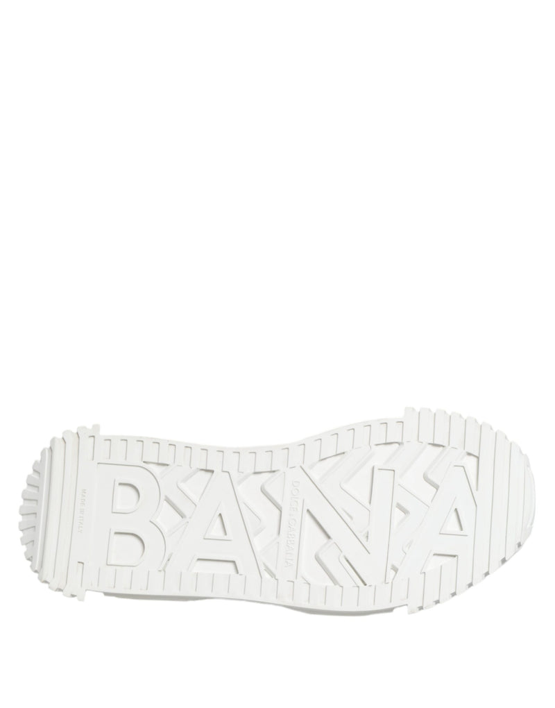 Dolce & Gabbana White NS1 Canvas Leather Embellished Sneakers