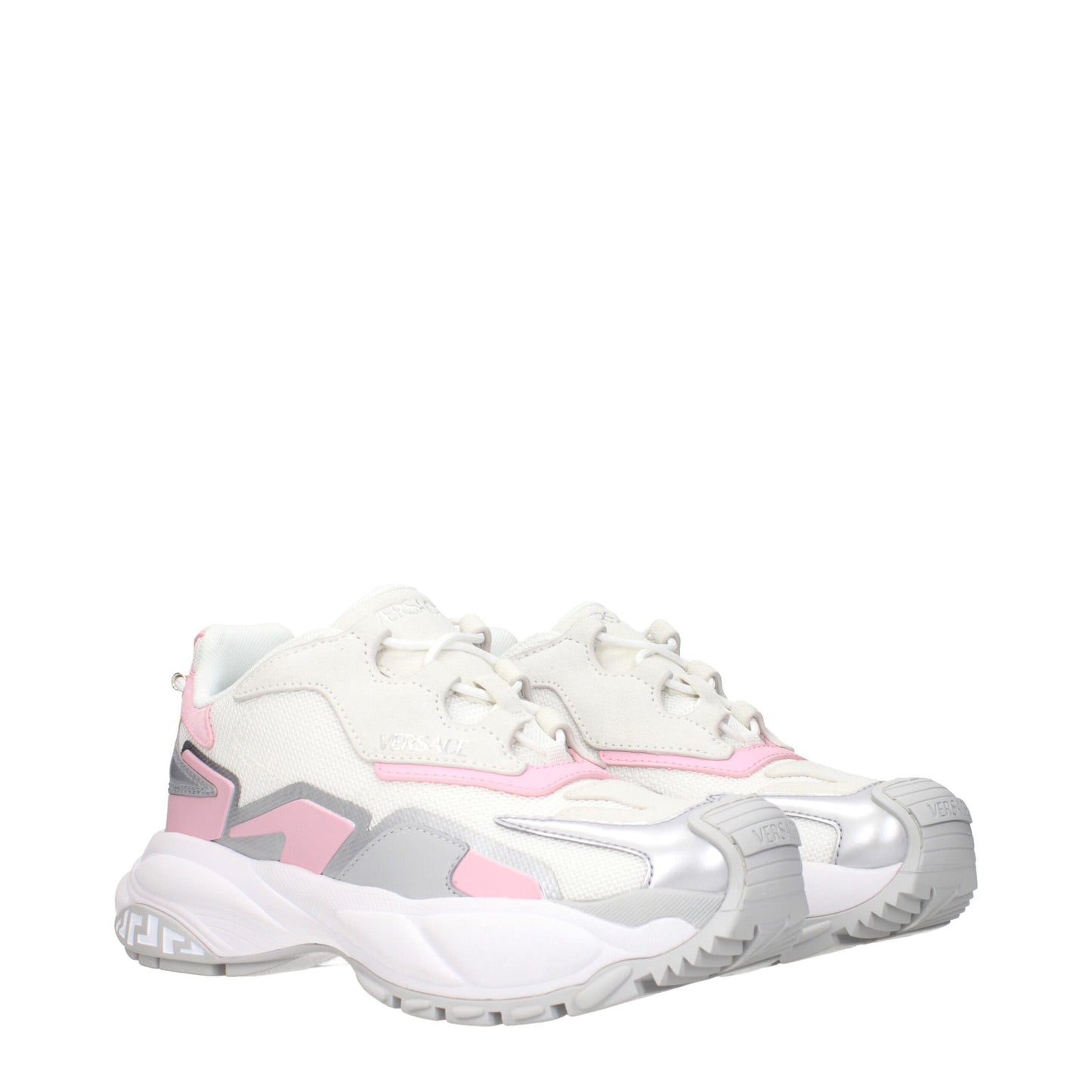 Sneakers à semelle épaisse en tissu blanc de Versace