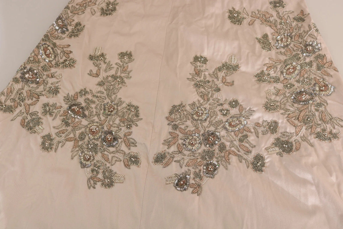 Robe de bal Dolce & Gabbana Beige à Fleurs Pailletées