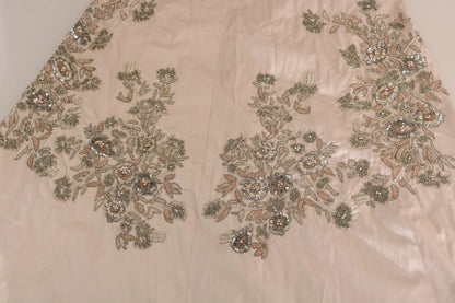 Dolce &amp; Gabbana beige baljurk met pailletten en bloemenprint