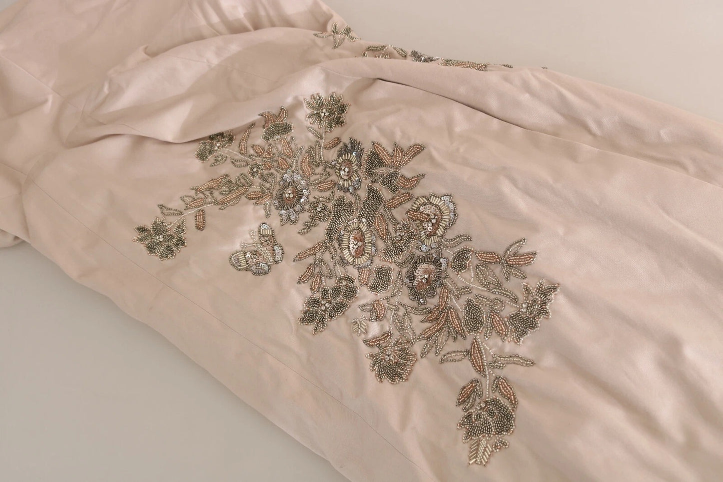 Dolce &amp; Gabbana beige baljurk met pailletten en bloemenprint