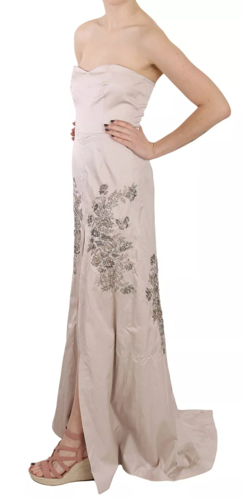 Robe de bal Dolce & Gabbana Beige à Fleurs Pailletées