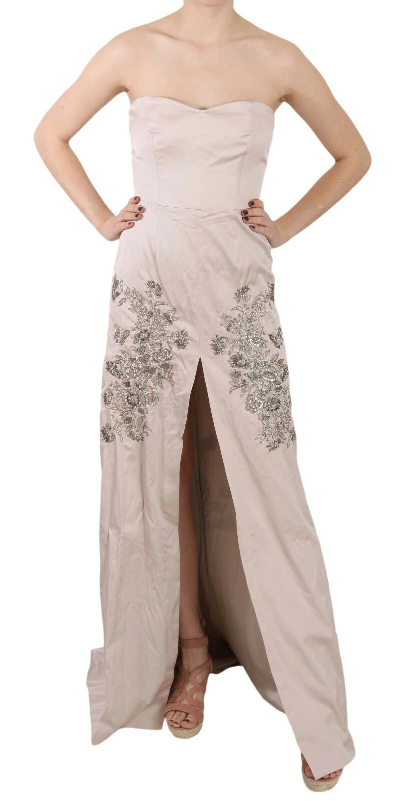 Dolce &amp; Gabbana beige baljurk met pailletten en bloemenprint