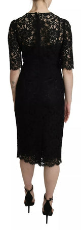 Robe fourreau en dentelle florale noire Dolce & Gabbana