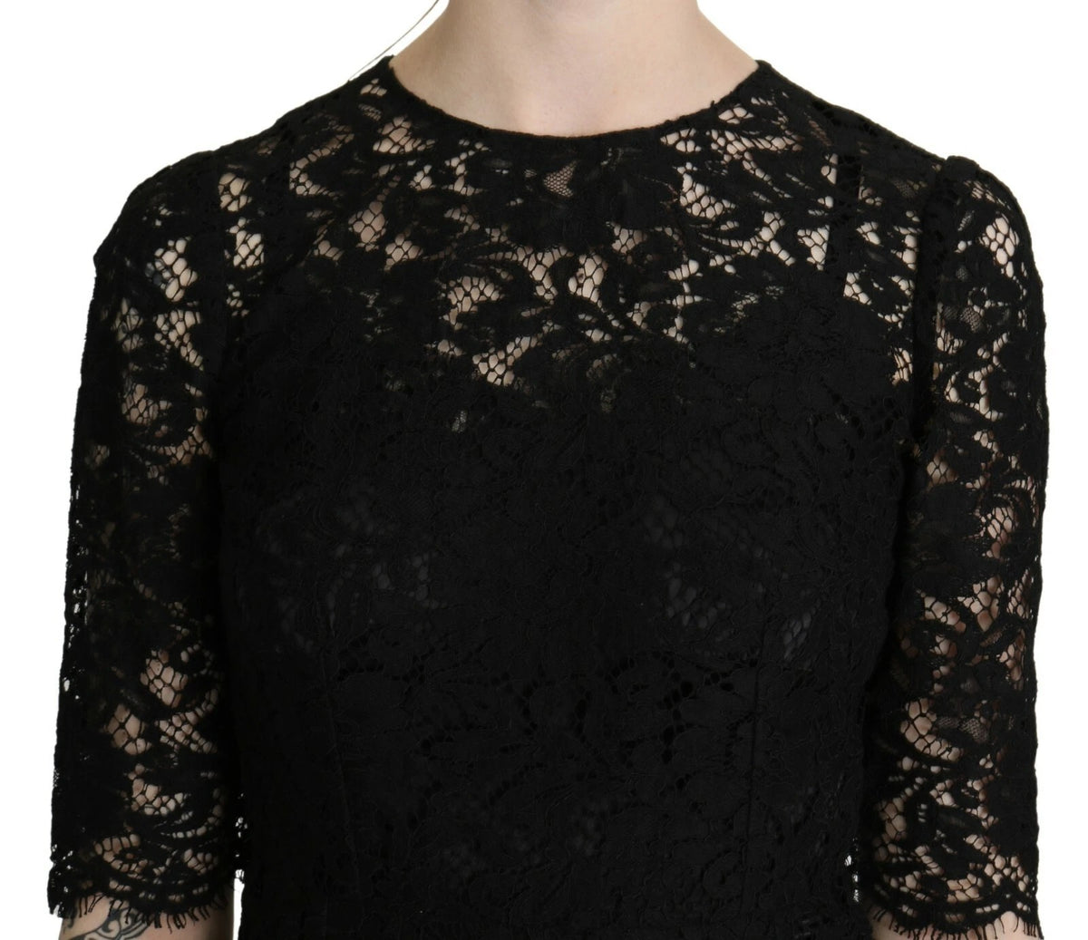 Robe fourreau en dentelle florale noire Dolce & Gabbana