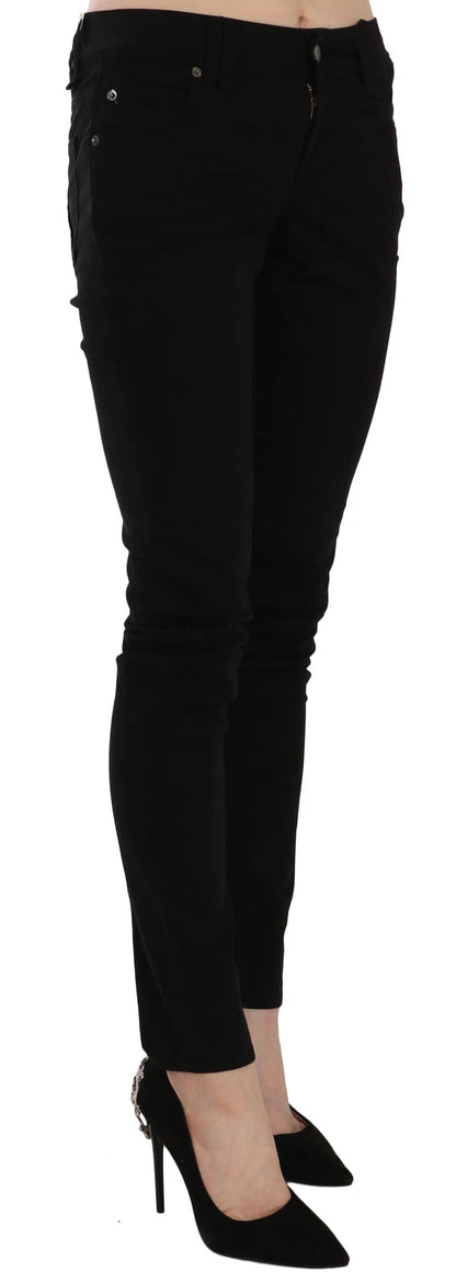 John Galliano zwarte, smalle, strakke jeansbroek met normale taille.