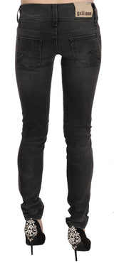 John Galliano Black Washed Low Waist Slim Fit Skinny Denim Pants