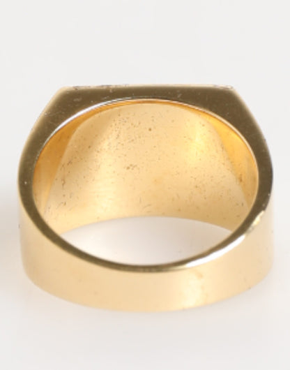 Bague signet pour homme Dolce &amp; Gabbana en laiton doré, avec plaque carrée portant le logo DG.