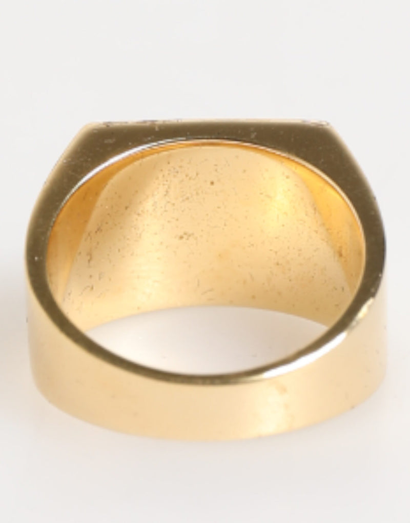 Bague Signet Homme Dolce & Gabbana Plaque Logo DG en Laiton Doré