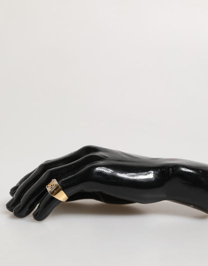 Bague signet pour homme Dolce &amp; Gabbana en laiton doré, avec plaque carrée portant le logo DG.