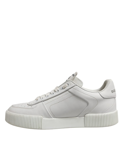 Dolce & Gabbana White Miami Leather Low Top Sneakers Men Shoes