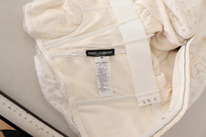 Dolce & Gabbana White Flower Lace Corsage Long Maxi Dress