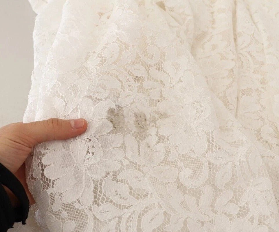 Dolce & Gabbana Robe Maxi Longue en Dentelle Fleurie Blanche