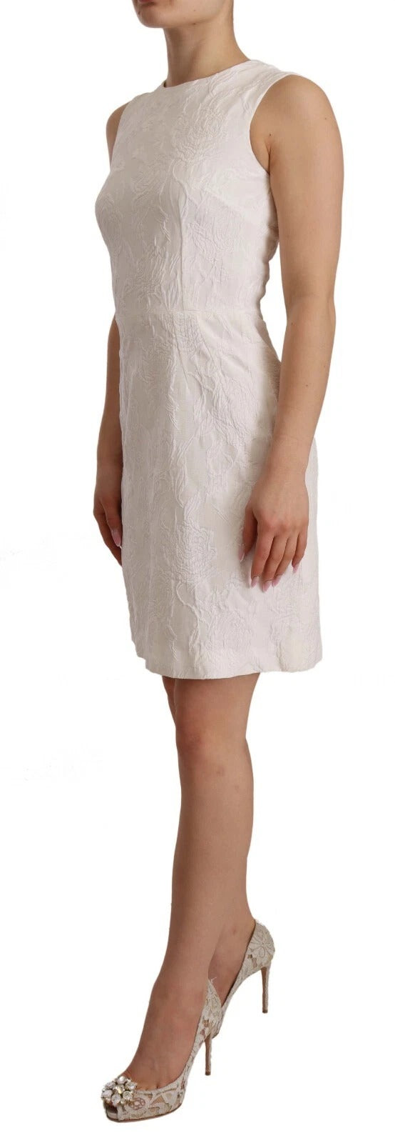 Robe Mini Sans Manches Florale Blanche Dolce & Gabbana