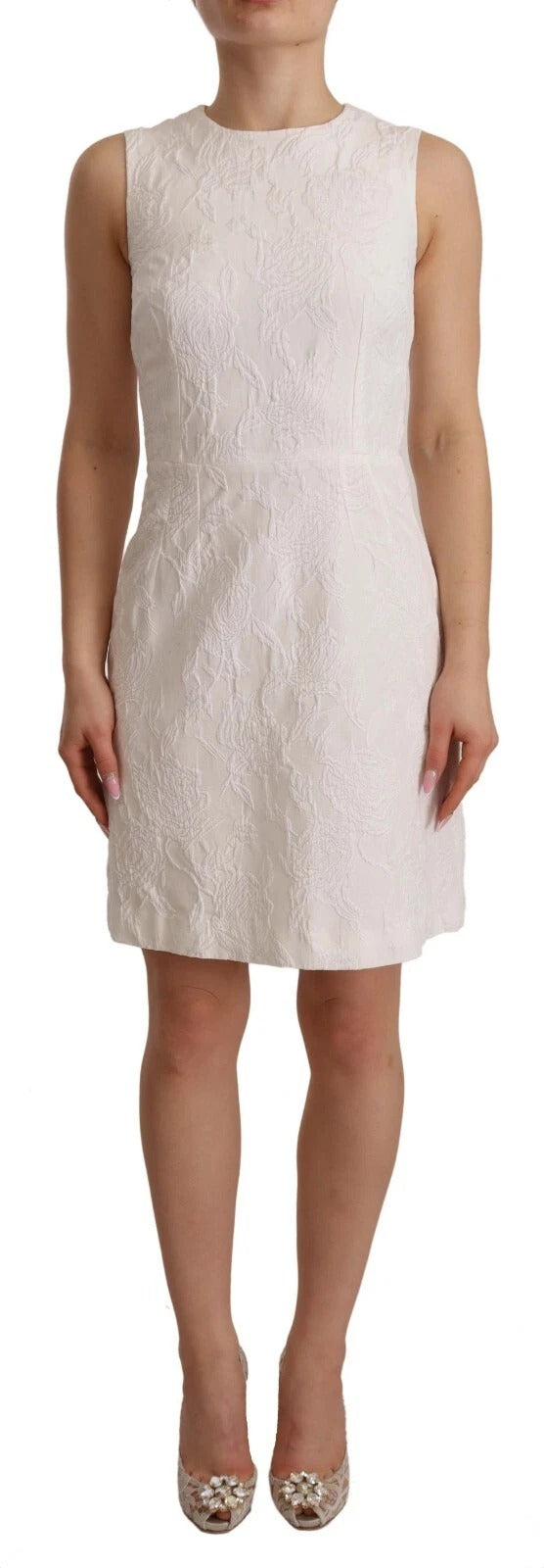 Robe Mini Sans Manches Florale Blanche Dolce & Gabbana