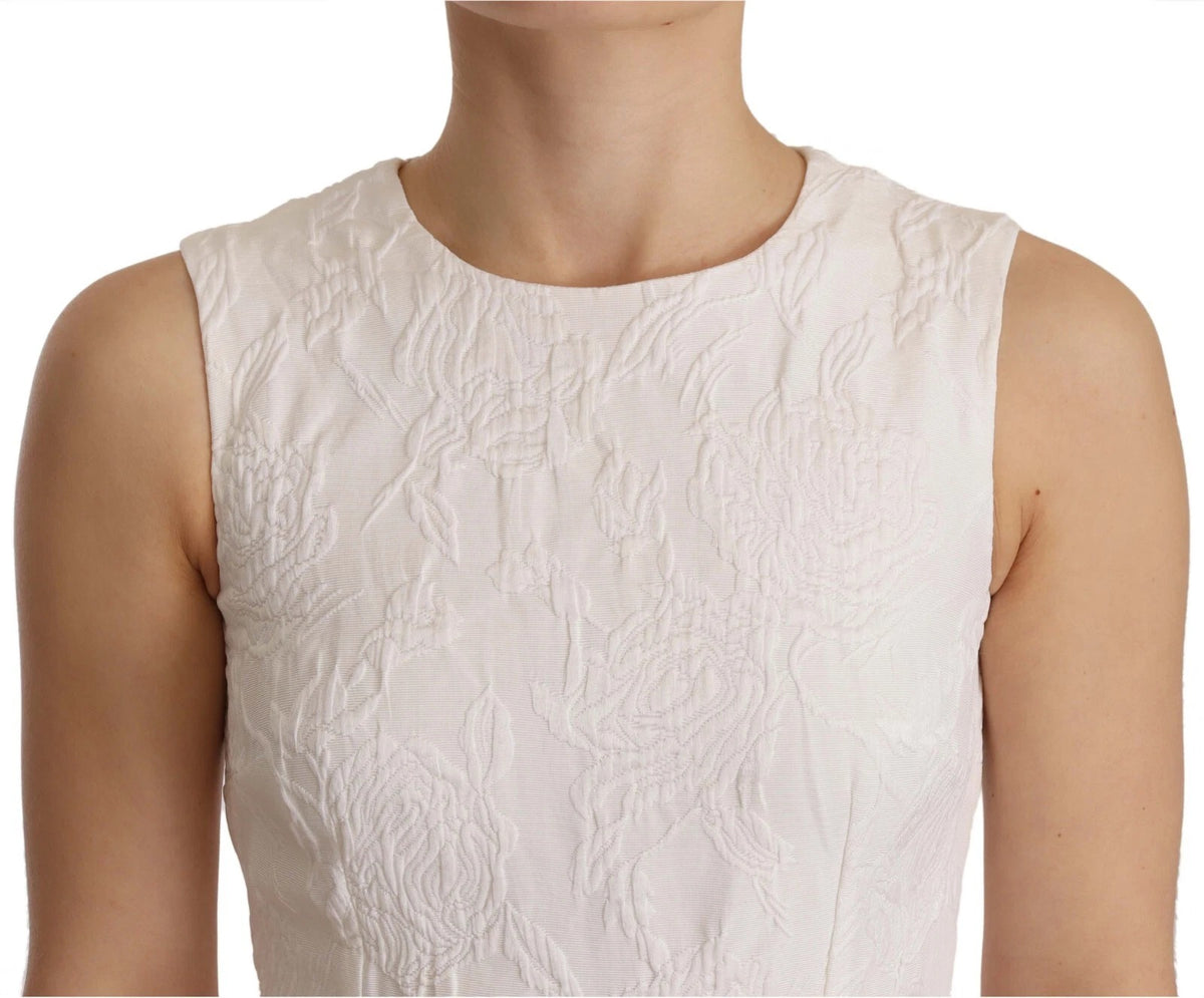 Robe Mini Sans Manches Florale Blanche Dolce & Gabbana