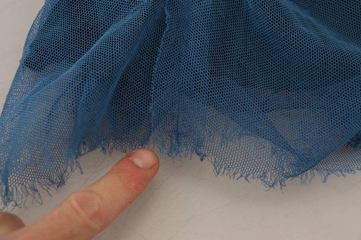 Robe fourreau en tulle bleu à détails froncés Dolce & Gabbana