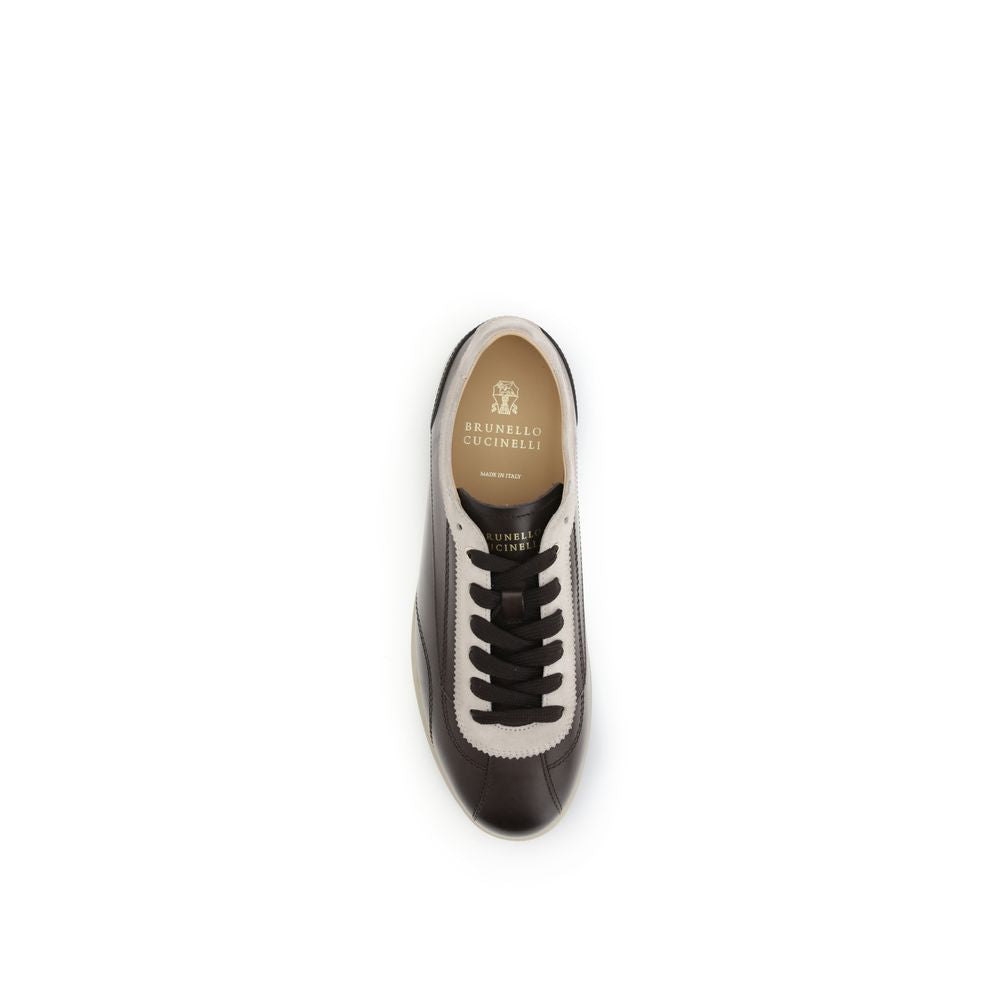 Sneakers en cuir de veau et daim Brunello Cucinelli