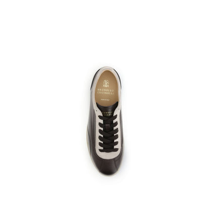 Sneakers en cuir de veau et daim Brunello Cucinelli