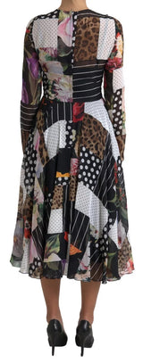 Robe Multicolore Patchwork Floral Léopard Dolce & Gabbana