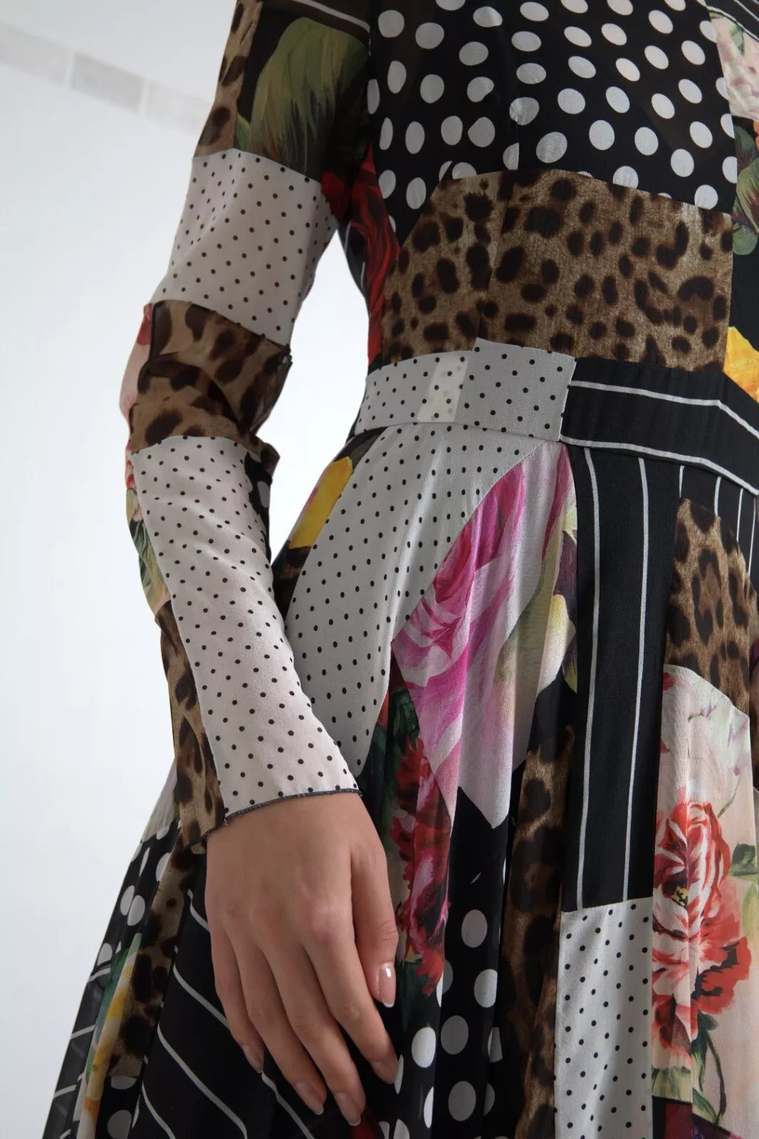 Robe Multicolore Patchwork Floral Léopard Dolce & Gabbana