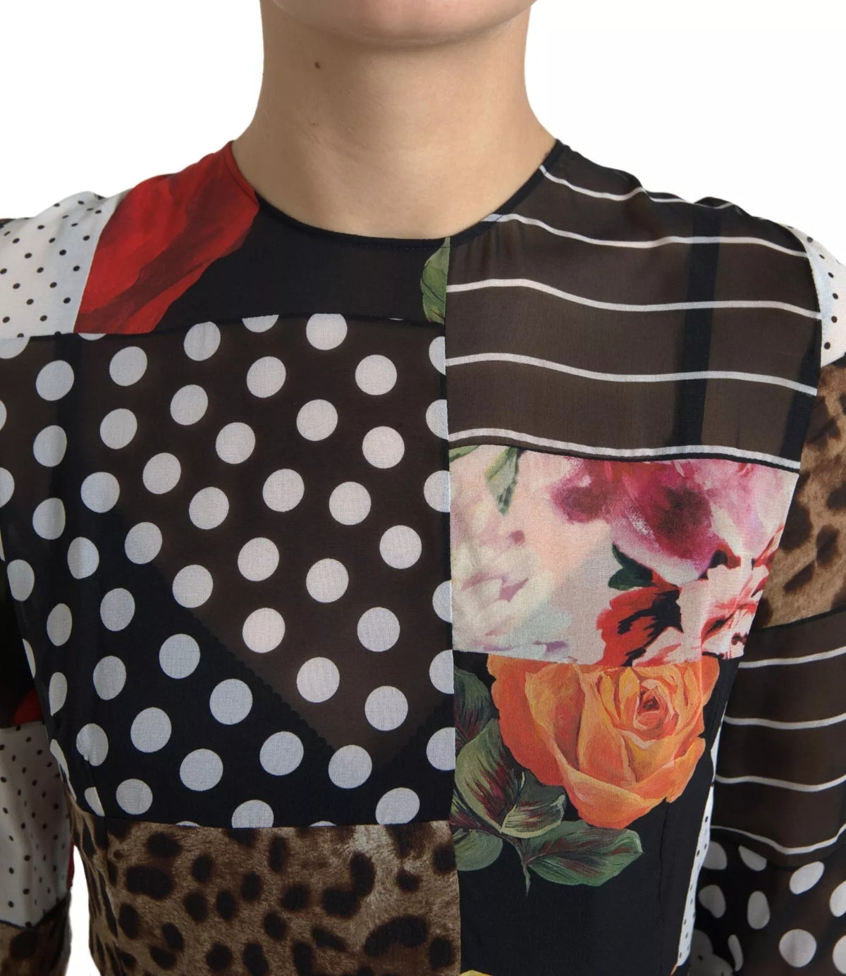 Robe Multicolore Patchwork Floral Léopard Dolce & Gabbana