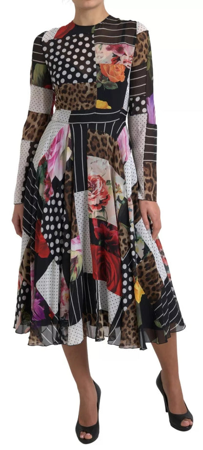 Dolce & Gabbana Multicolor Patchwork Floral Leopard Dress