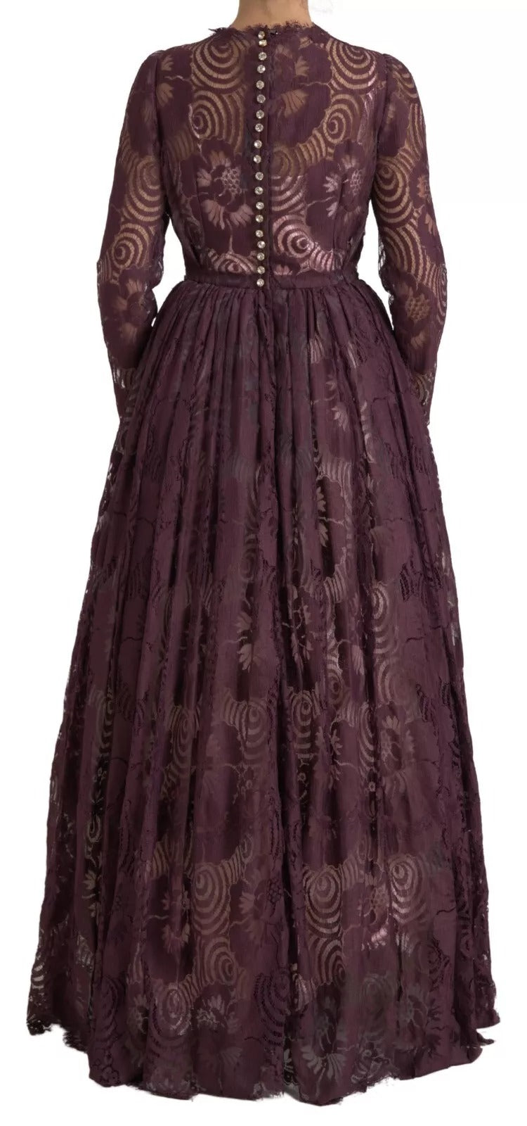 Dolce & Gabbana Robe Longue A-Ligne en Viscose Violet avec Cristaux